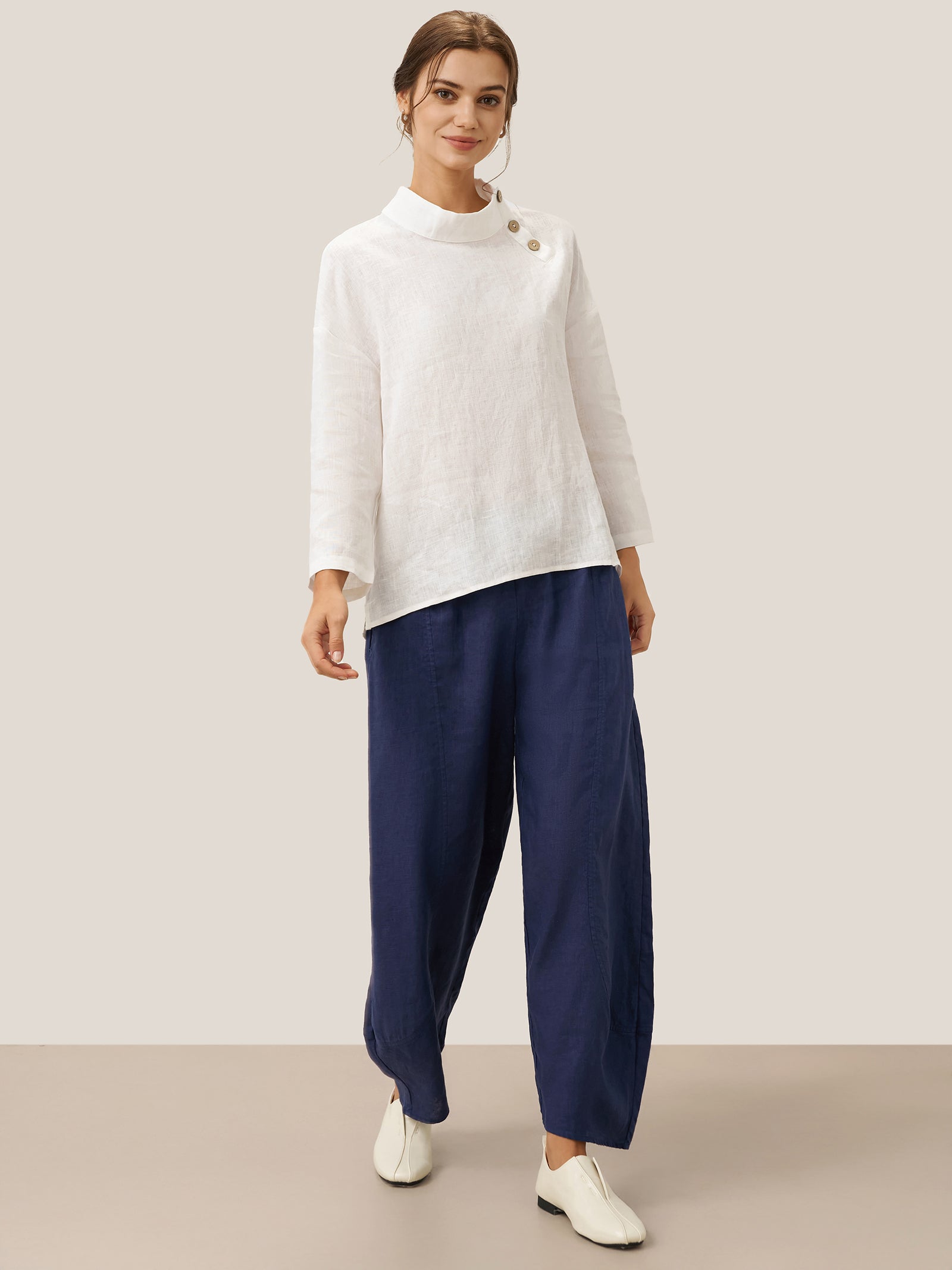 100% Linen Classic Ankle Pants ZOE