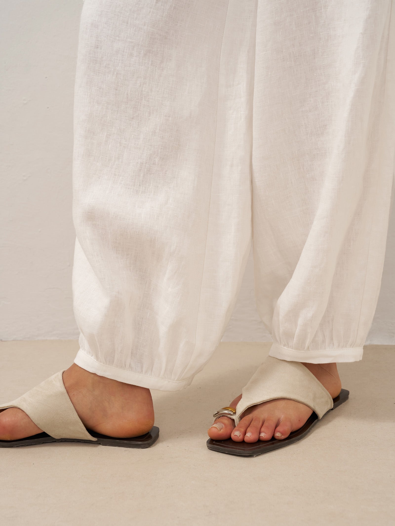 100% Linen Broad Elastic Waistband Pants TALIA