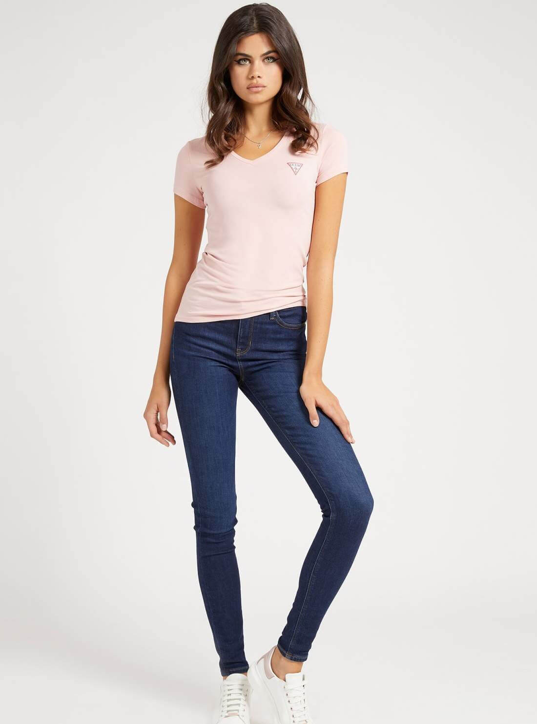 Light Pink V-Neck Logo T-Shirt